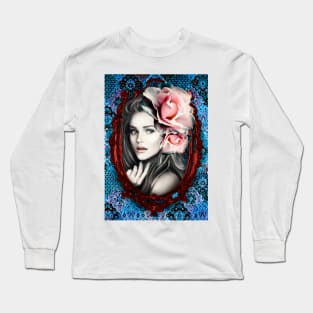 Beautiful Girl WITH ROSES in the Frame digital Art Fine ARTWORK Long Sleeve T-Shirt